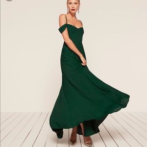 Reformation Poppy Dress- emerald - size 2